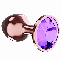 Анальная пробка розовая с фиолетовым кристаллом Diamond Amethyst Shine L