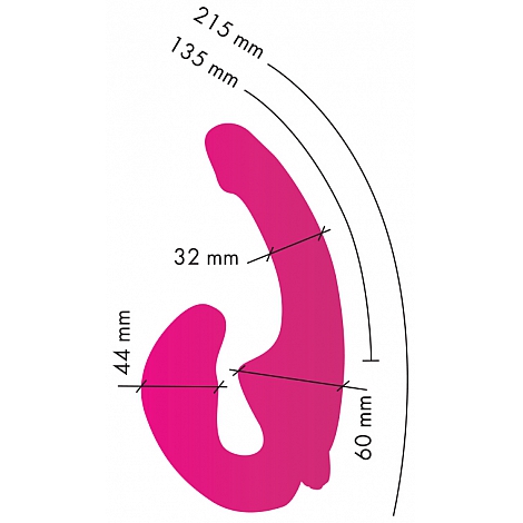 Анатомический безремневой страпон со съемной вибропулей розовый