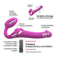 Гибкий страпон с имитацией оральных ласк и вибрацией Strap-on-me Multi Orgasm pink, M