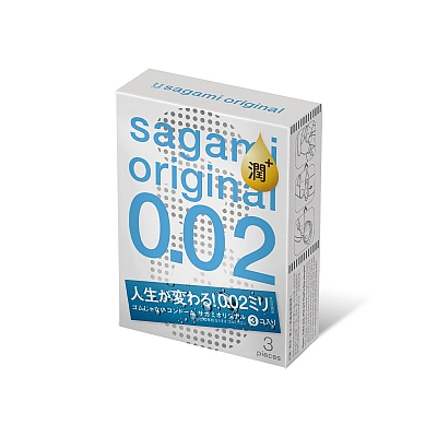 Полиуретановые презервативы с увеличенным количеством смазки Sagami Original 0,02 Extra Lub, 3 шт