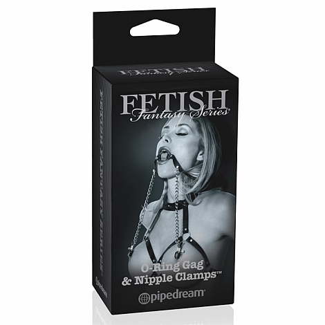 Зажимы на соски и кляп Fetish Fantasy Series Limited Edition O-Ring Gag & Nipple Clamps
