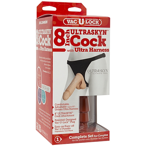 Страпон Vac-U-Lock Set 8" Ultraskyn Ultra Harness