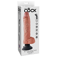 Вибратор со съемной присоской King Cock 10" Vibrating Cock with Balls