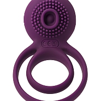 Фиолетовое эрекционное виброкольцо с подхватом мошонки и стимулятором с пупырышками Svakom Tammy