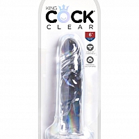 Прозрачный фаллоимитатор на присоске King Cock Clear 6 Cock