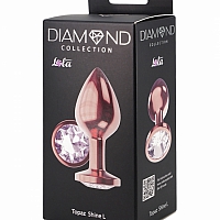 Анальная пробка розовая с белым кристаллом Diamond Moonstone Shine L