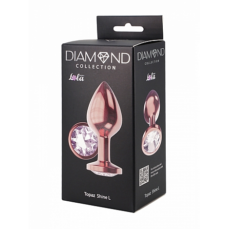 Анальная пробка розовая с белым кристаллом Diamond Moonstone Shine L