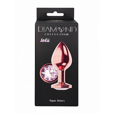 Анальная пробка розовая с белым кристаллом Diamond Moonstone Shine L