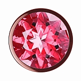 Анальная пробка розовая с красным кристаллом Diamond Ruby Shine S