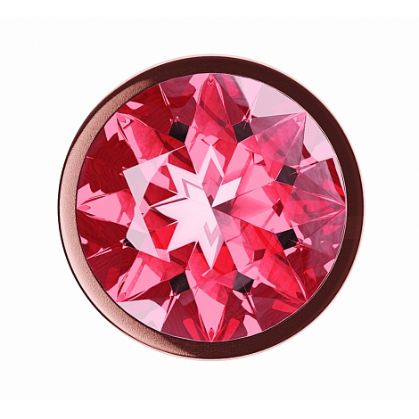 Анальная пробка розовая с красным кристаллом Diamond Ruby Shine S