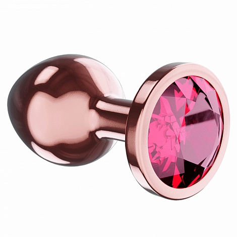 Анальная пробка розовая с красным кристаллом Diamond Ruby Shine S
