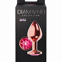 Анальная пробка розовая с розовым кристаллом Diamond Quartz Shine L