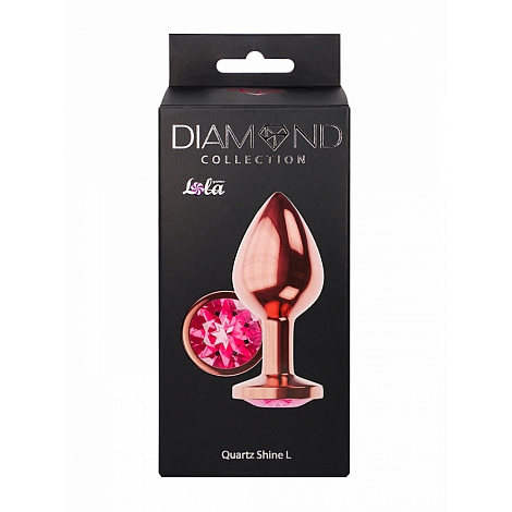 Анальная пробка розовая с розовым кристаллом Diamond Quartz Shine L