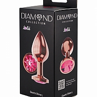 Анальная пробка розовая с розовым кристаллом Diamond Quartz Shine L