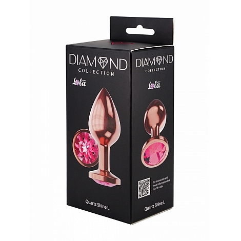 Анальная пробка розовая с розовым кристаллом Diamond Quartz Shine L