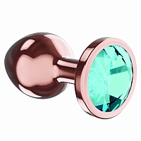 Анальная пробка розовая с зеленым кристаллом Diamond Topaz Shine L