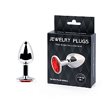 Анальная пробка с красным кристаллом Silver Plug Small