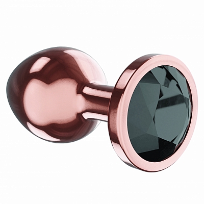 Анальная пробка розовая с черным кристаллом Diamond Jet Shine S