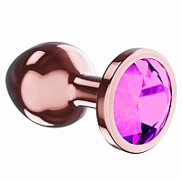 Анальная пробка розовая с розовым кристаллом Diamond Quartz Shine S