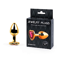 Анальная пробка золотая с рубиновым кристаллом Golden Plug Small