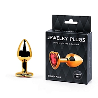 Анальная пробка золотая с красным кристаллом Golden Plug Small