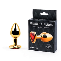 Анальная пробка золотая с красным кристаллом Golden Plug Medium