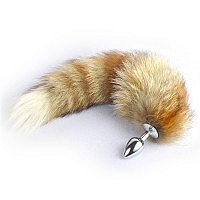 Анальная пробка из металла с хвостом из лисы