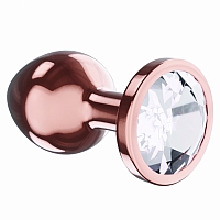 Анальная пробка розовая с белым кристаллом Diamond Moonstone Shine S