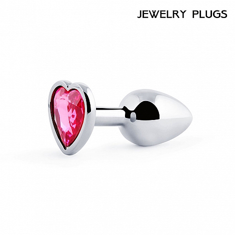 Анальная пробка с рубиновым кристаллом в виде сердца Silver Plug Small