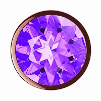 Анальная пробка розовая с фиолетовым кристаллом Diamond Amethyst Shine S