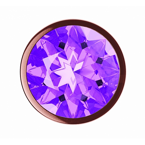 Анальная пробка розовая с фиолетовым кристаллом Diamond Amethyst Shine S