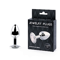 Анальная пробка с бесцветным кристаллом Silver Plug Small