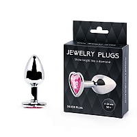 Анальная пробка с розовым кристаллом Silver Plug Small