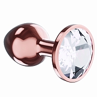 Анальная пробка розовая с белым кристаллом Diamond Moonstone Shine L