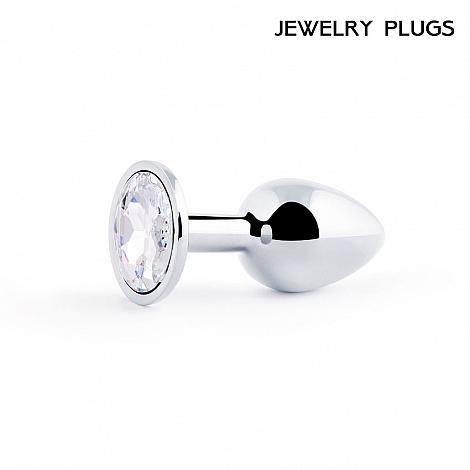 Анальная пробка с бесцветным кристаллом Silver Plug Small