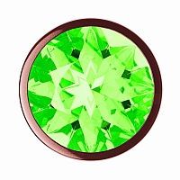 Анальная пробка розовая с зеленым кристаллом Diamond Emerald Shine S