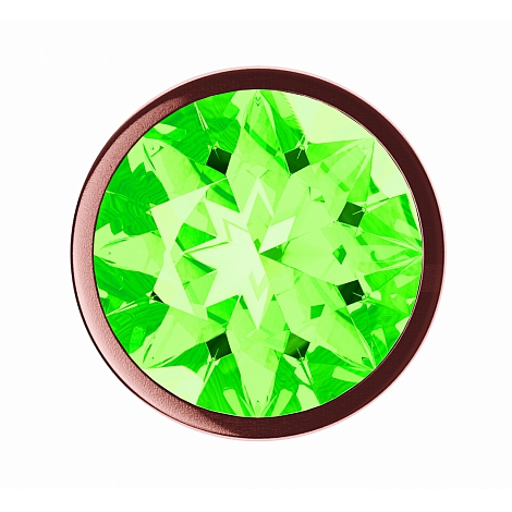 Анальная пробка розовая с зеленым кристаллом Diamond Emerald Shine S
