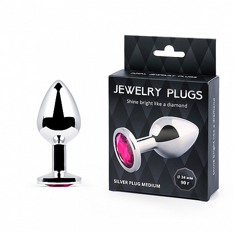 Анальная пробка с рубиновым кристаллом Silver Plug Medium