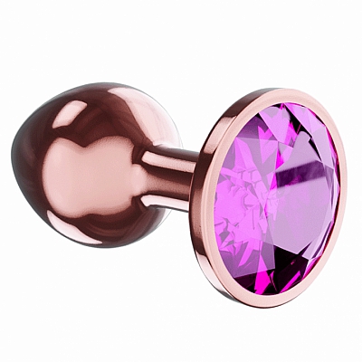 Анальная пробка розовая с розовым кристаллом Diamond Quartz Shine L