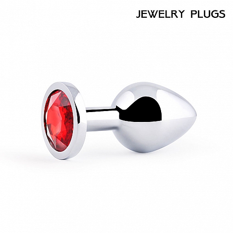 Анальная пробка с красным кристаллом Silver Plug Medium