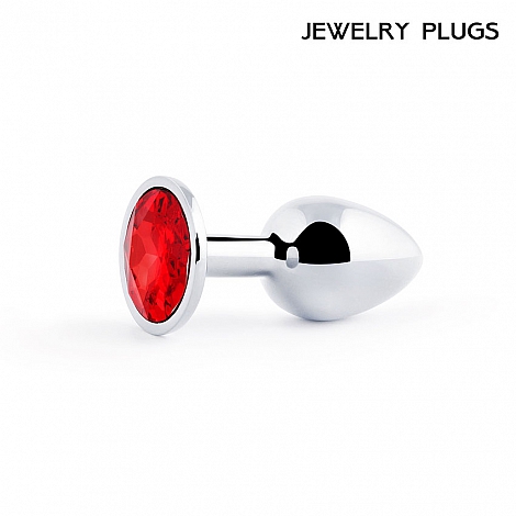 Анальная пробка с красным кристаллом Silver Plug Small