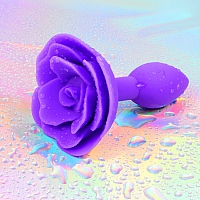Анальная пробка с розочкой фиолетовая