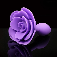 Анальная пробка с розочкой фиолетовая