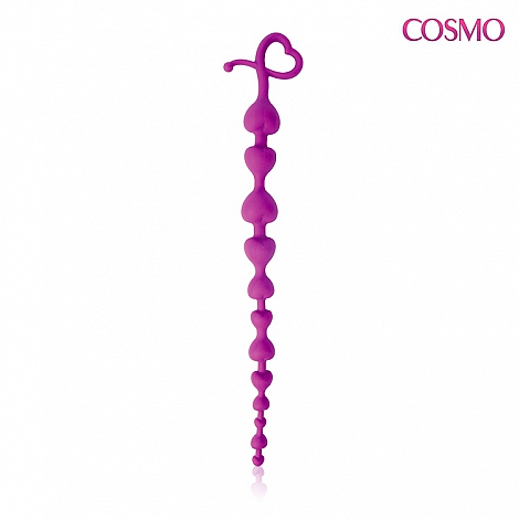 Анальная силиконовая цепочка Cosmo фиолетовая, 28 см