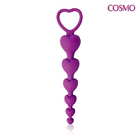 Анальная силиконовая цепочка Cosmo фиолетовая, 14,5 см