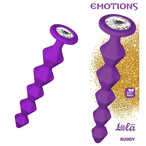 Анальная цепочка с кристаллом Emotions Buddy Purple