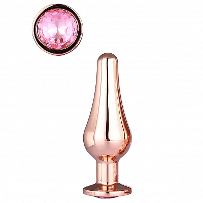 Анальная втулка металлическая Gleaming Love с розовым кристаллом