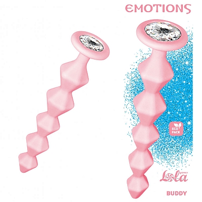 Анальная цепочка с кристаллом Emotions Buddy Pink