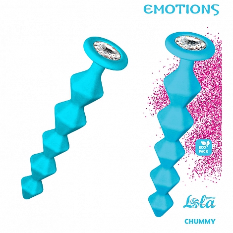 Анальная цепочка с кристаллом Emotions Chummy Turquoise