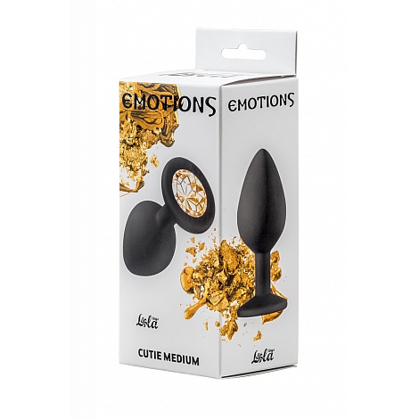 Анальная пробка Emotions Cutie Medium Black golden crystal